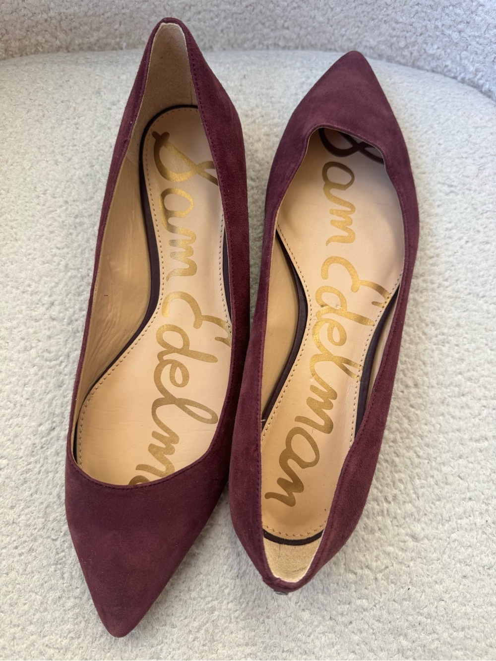 Sam Edelman Women's Pointed Toe Flats - Plum Suede - Picture 2 of 6